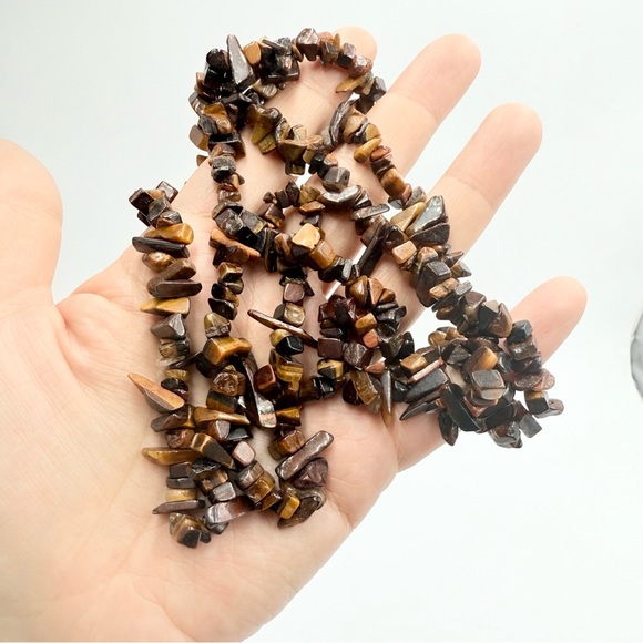 Natural Tiger Eye Chips gemstone Strand Necklace - Picture 4 of 7